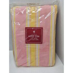 Amy Coe Crib Dust Ruffle NEW Limited Edition Sorbet Splash Pink & Yellow Stripe